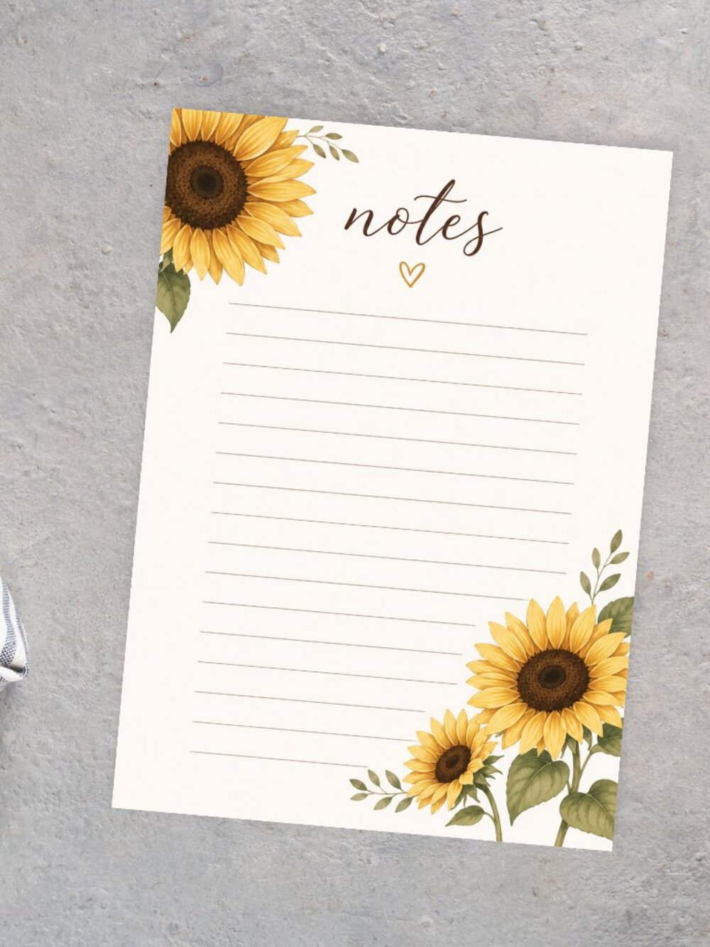 Handmade Sunflower Notes Pad | 5x7 Floral Notepad